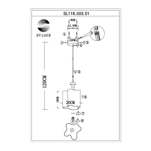 SL116.503.01 Светильник подвесной ST-Luce Серебристый/Белый E27 1*60W ONDE