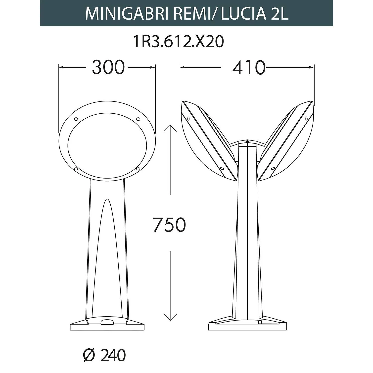 Уличный фонарь столб Fumagalli Mini Gabri Remi/Lucia 2L, 1R3.612.X20.AYE27OR1, черный/оранж., опал - Amppa.ru