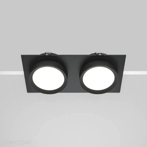 Встраиваемый светильник Downlight Hoop, 2xGX53 Черный (Maytoni Technical, DL086-02-GX53-SQ-B) - Amppa.ru