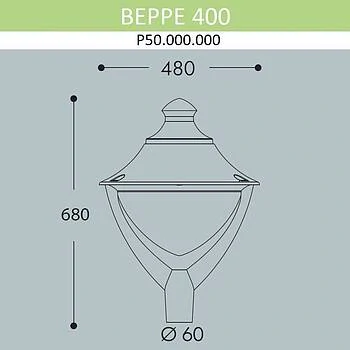 Уличный фонарь на столб FUMAGALLI BEPPE P50.000.000.LYQ1R, Серый и Опал (молочный), с лампой 3300Lm, 3000К