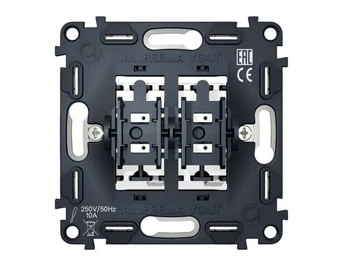 Механизм 2-клавишного проходного выключателя 10A-250V QUANT (Ambrella Volt, VM120) - Amppa.ru