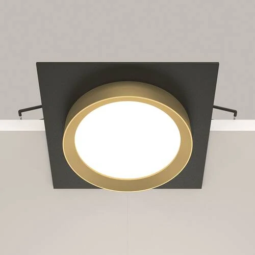 Встраиваемый светильник Downlight Hoop, 1xGX53 Черный с Золотом (Maytoni Technical, DL086-GX53-SQ-BG) - Amppa.ru