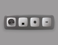 Лицевая панель OMEGA (Серебро глянец) для TV розетки QUANT (Ambrella Volt, OP4130)